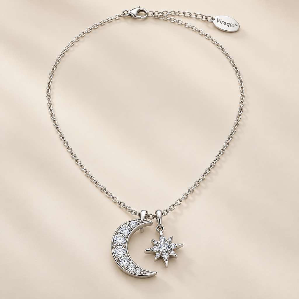 Vireqlo™ Moon and Star Cubic Zirconia Necklace hero