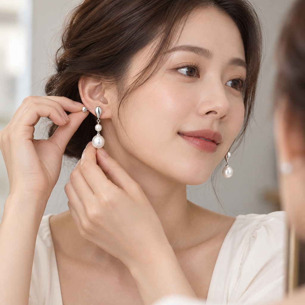 Vireqlo™ Asymmetric Pearl Earrings main image 04