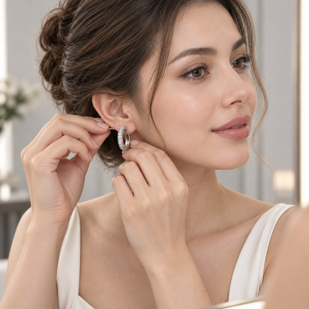 Vireqlo™ Light Luxury Cubic Zirconia Hoop Earrings main image 04