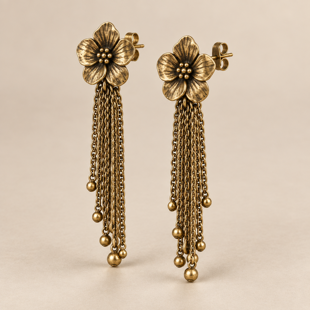 Vireqlo™ Vintage Floral Tassel Earrings hero