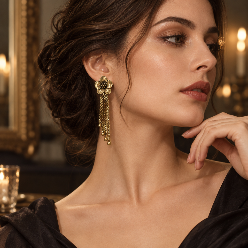 Vireqlo™ Vintage Floral Tassel Earrings main image 05