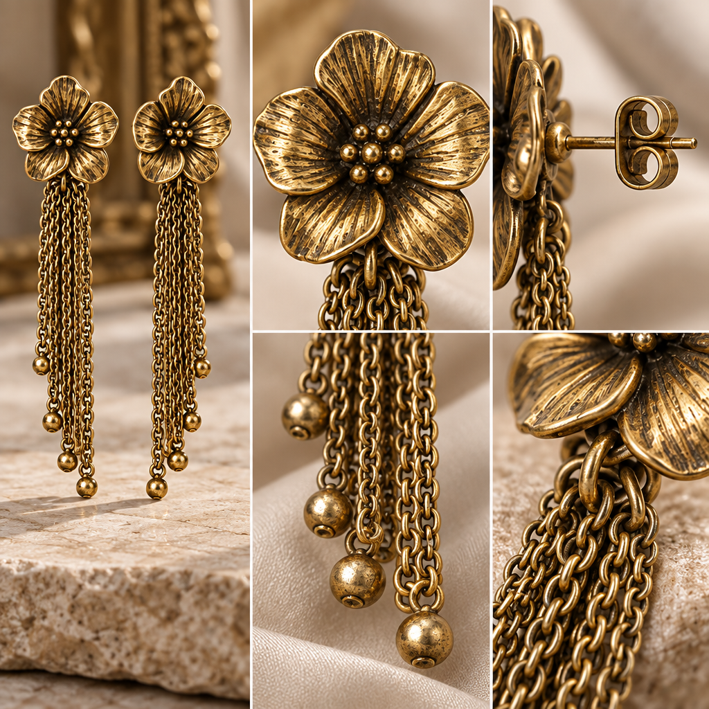 Vireqlo™ Vintage Floral Tassel Earrings main image 06