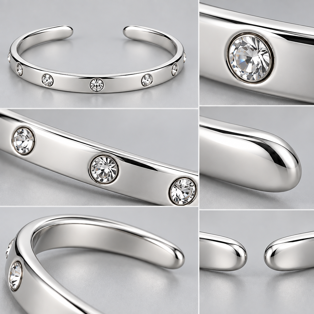Vireqlo™ Open Cuff Bracelet with Crystal Accents main image 03