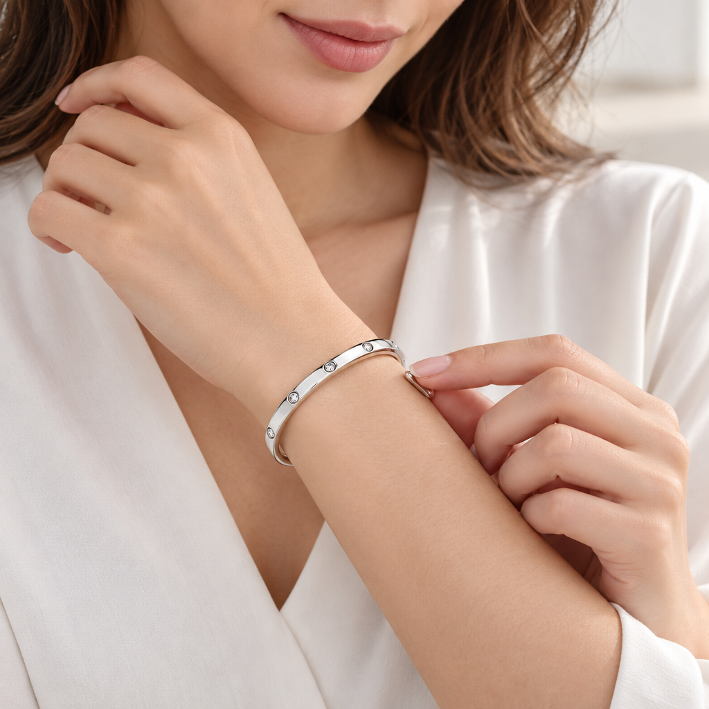 Vireqlo™ Open Cuff Bracelet with Crystal Accents main image 04