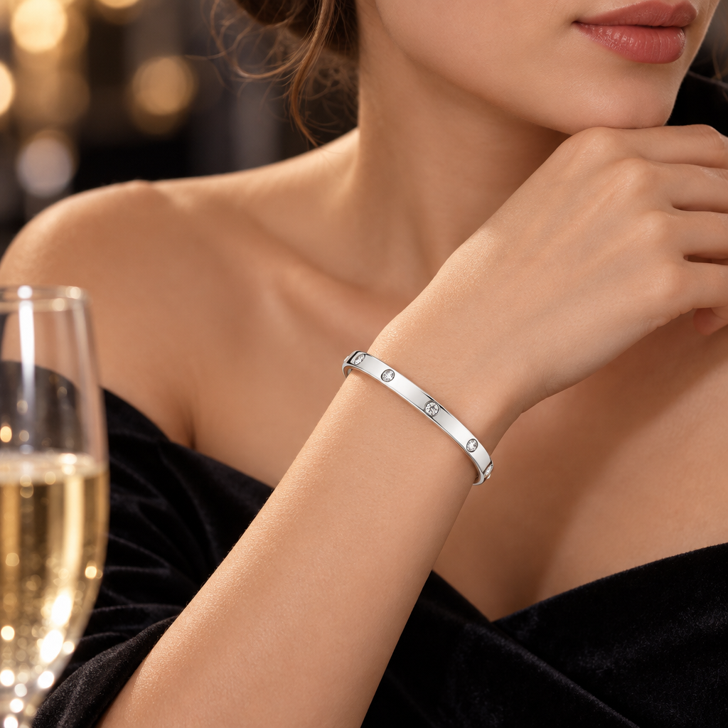 Vireqlo™ Open Cuff Bracelet with Crystal Accents main image 05