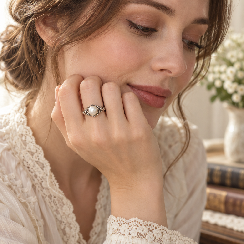 Vireqlo™ Vintage Pearl Accent Ring main image 02