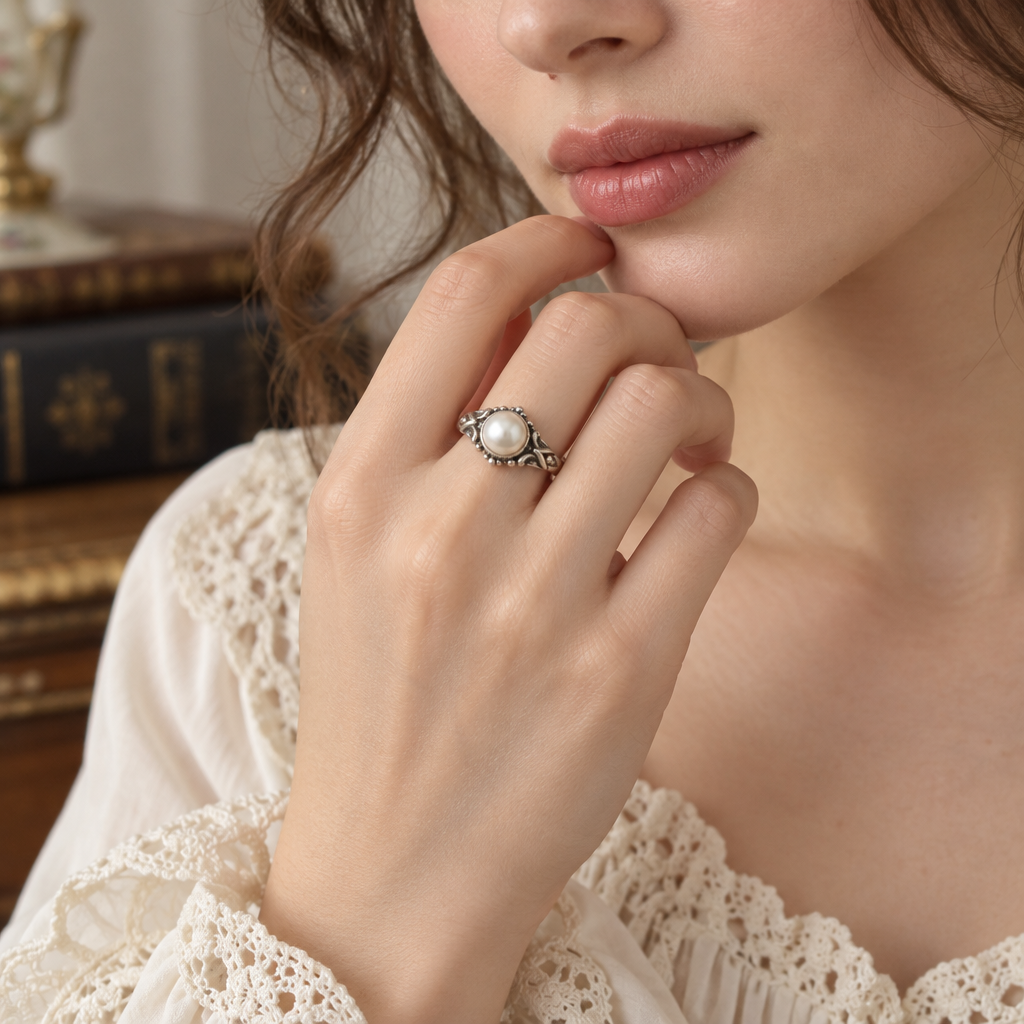 Vireqlo™ Vintage Pearl Accent Ring main image 04
