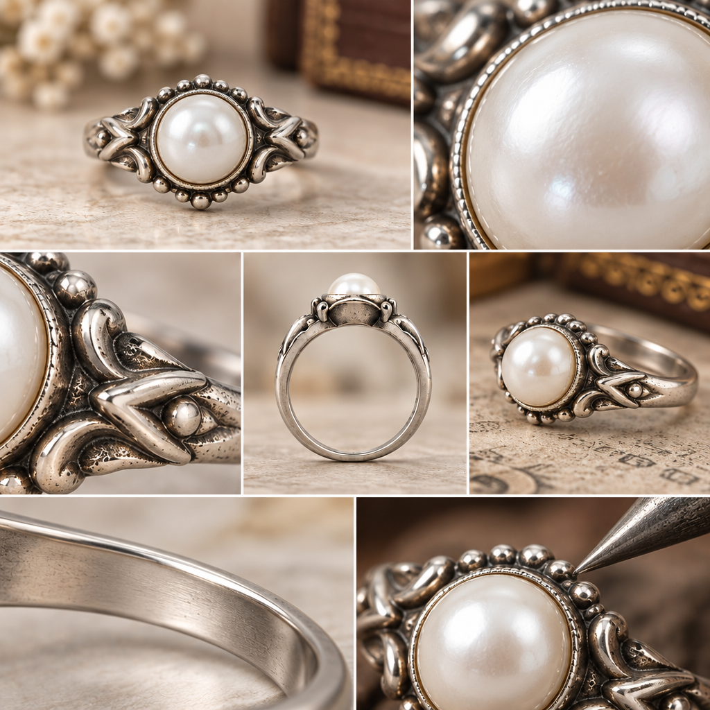 Vireqlo™ Vintage Pearl Accent Ring main image 06