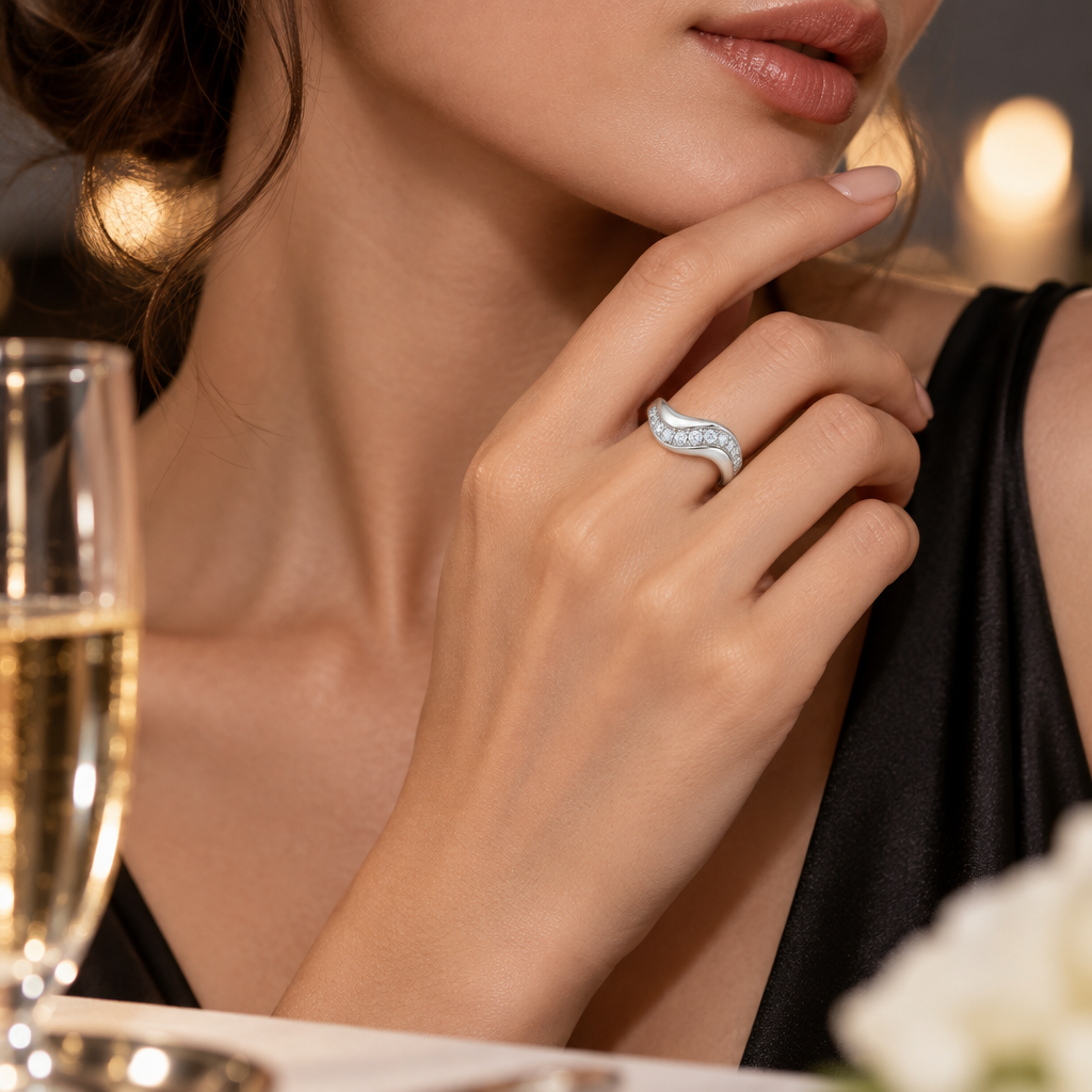 Vireqlo™ Cubic Zirconia Wave Ring main image 05