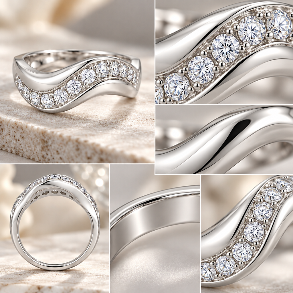 Vireqlo™ Cubic Zirconia Wave Ring main image 06