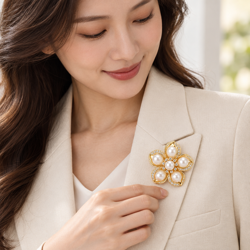 Vireqlo™ Pearl Flower Brooch main image 04