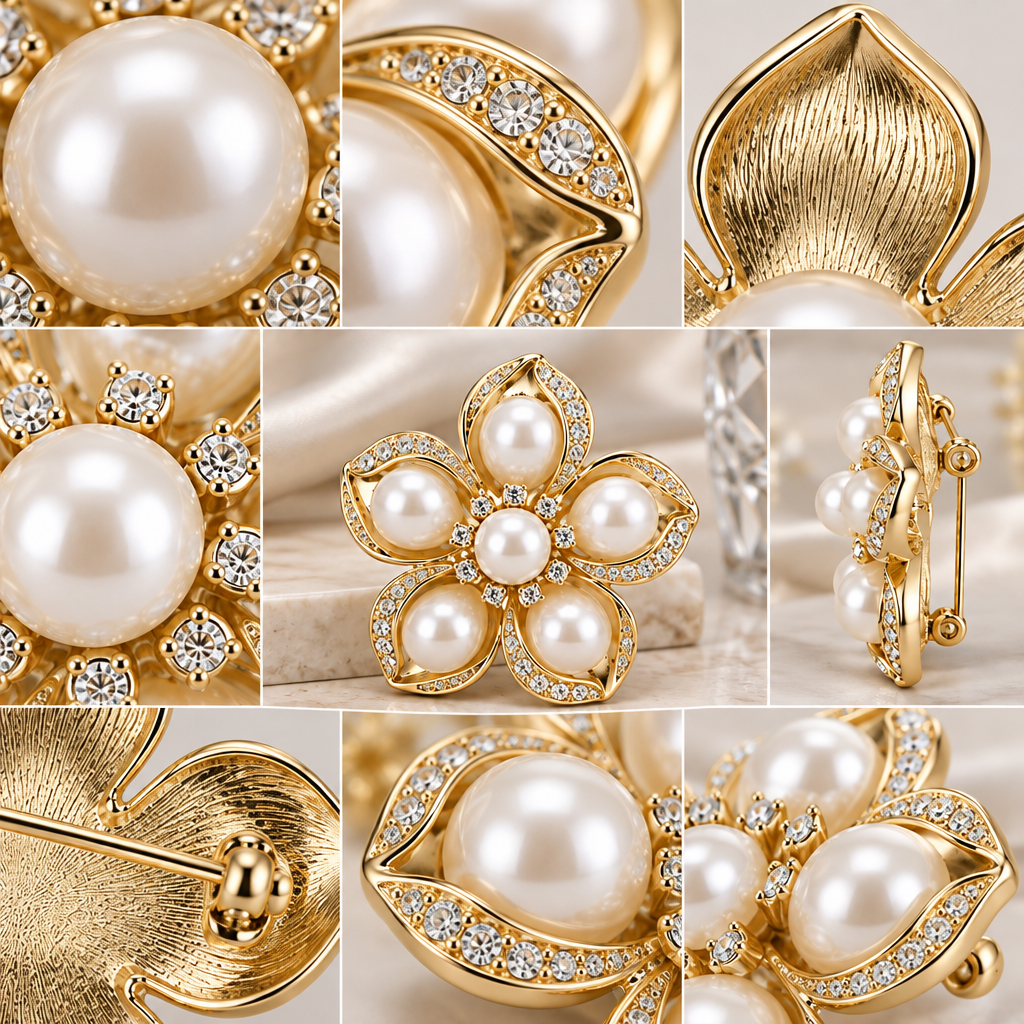 Vireqlo™ Pearl Flower Brooch main image 06
