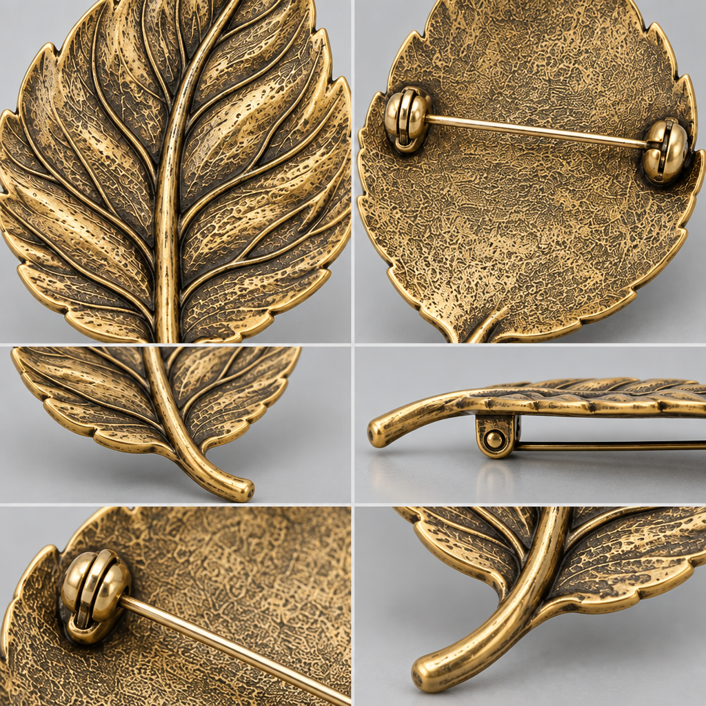 Vireqlo™ Vintage Metal Leaf Brooch main image 03