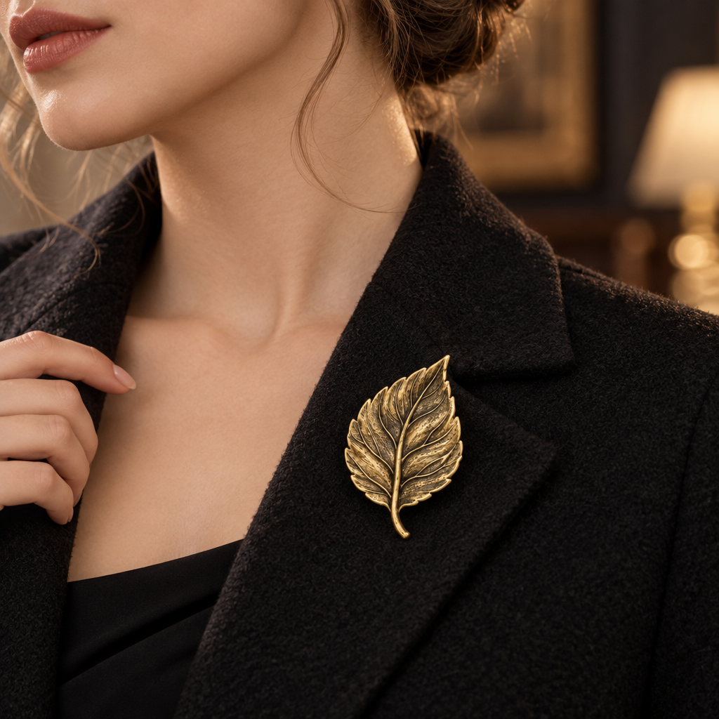 Vireqlo™ Vintage Metal Leaf Brooch main image 05