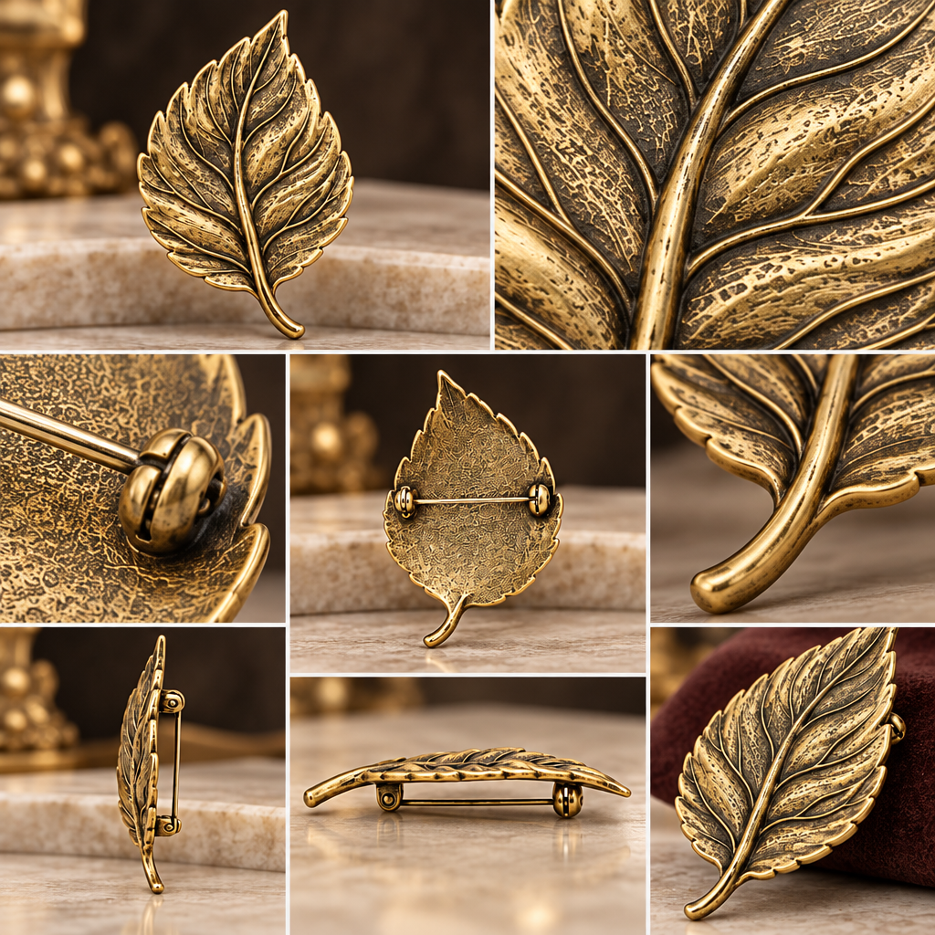 Vireqlo™ Vintage Metal Leaf Brooch main image 06
